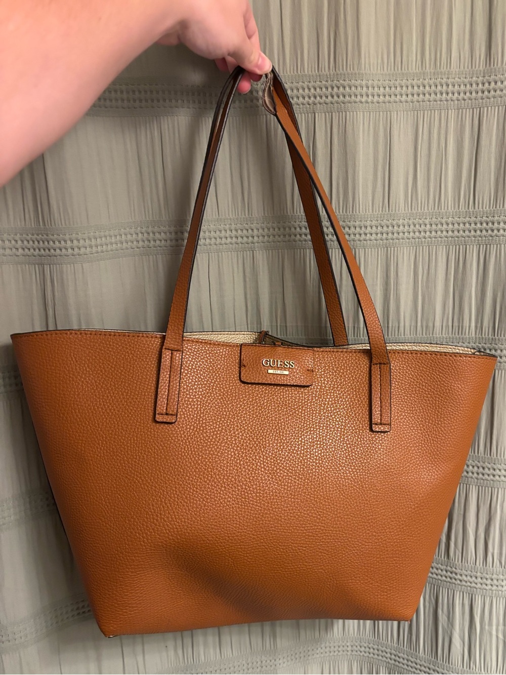 GUESS Brown Faux Leather Tote Bag Bundle
